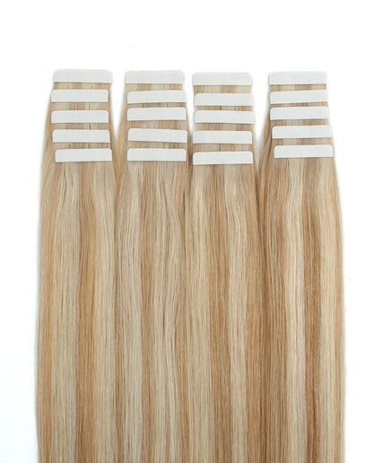 14 inch Tape In Hair Extensions Rooted #12/60 Real 100% Human Remy Hair