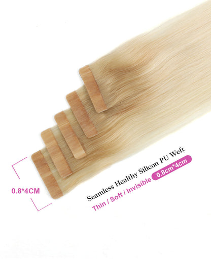22 inch Tape In Hair Extensions Rooted 12/60# Real 100% Human Remy Hair