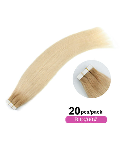 22 inch Tape In Hair Extensions Rooted 12/60# Real 100% Human Remy Hair