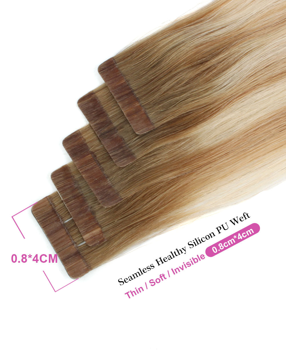 20inch Tape in Hair Extensions Real Human Hair RP8-12/60#