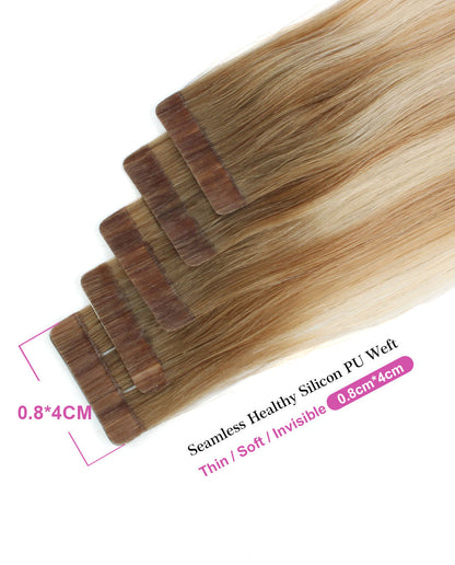 20inch Tape in Hair Extensions Real Human Hair RP8-12/60#