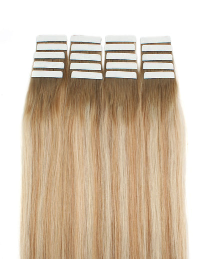 18 inch Tape In Hair Extensions Rooted Highlights R8/P12-60# Real 100% Human Remy Hair