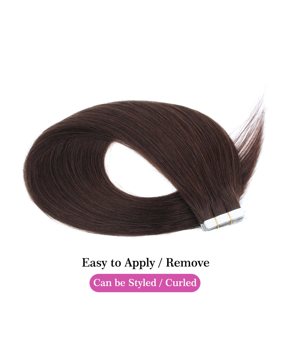 16 inch Tape In Hair Extensions Medium Dark Brown Real 100% Human Remy ...