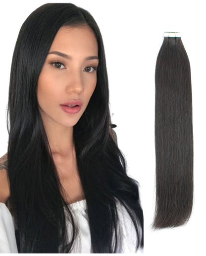 18 inch Tape In Hair Extensions Off Black Real 100% Human Remy Hair