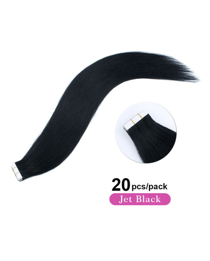 18 inch Tape In Hair Extensions Jet Black Real 100% Human Remy Hair
