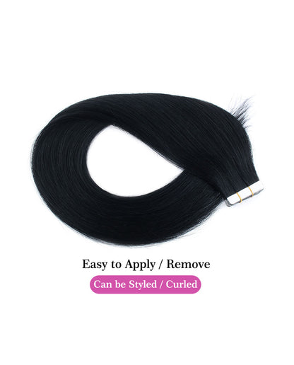 14 inch Tape In Hair Extensions Jet Black Real 100% Human Remy Hair