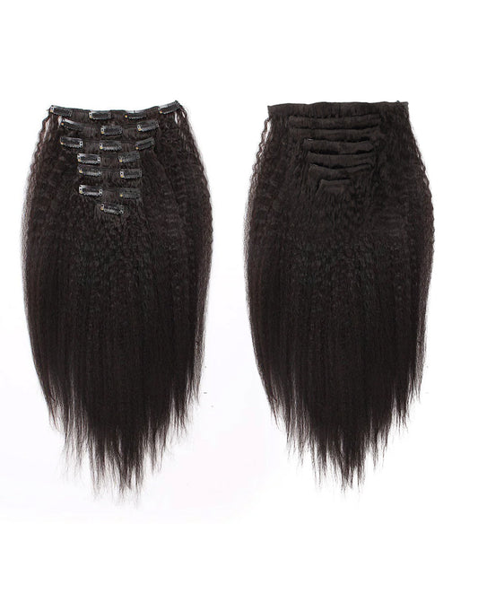 22inch Kinky Straight Clip in Remy Human Hair Extensions