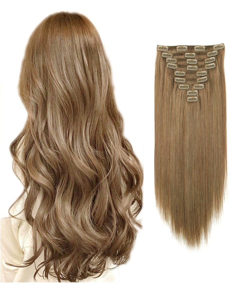 220g Clip In Extensions #8 Ash Brown