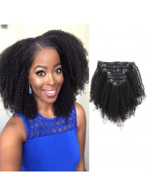 Jet Black Afro Coily 4AC Clip In Hair Extensions