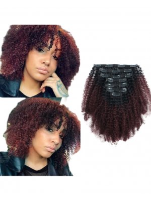 Ombre 1B/99J# Afro Curly Clip In Extensions